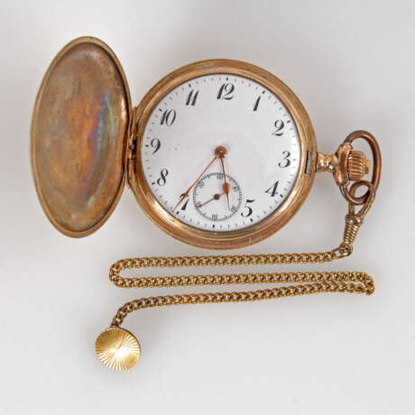 Sprungdeckeluhr mit dünner Uhrenkette, - фото 1