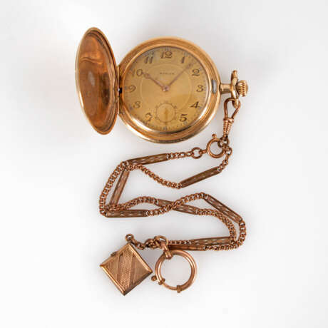 Sprungdeckeluhr mit Uhrenkette und Meda - photo 1