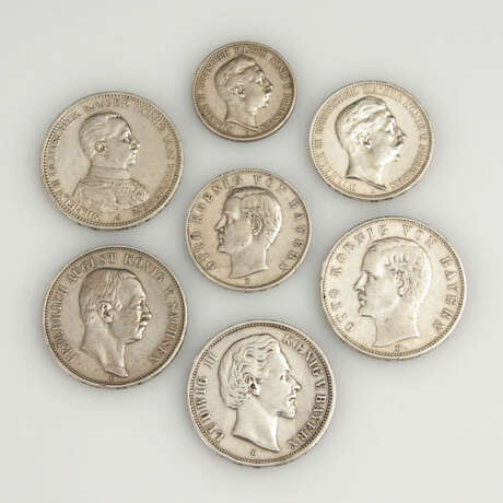 7 Silbermünzen Deutsches Kaiserreich. - фото 1