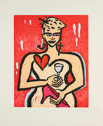 Elvira Bach. Elvira Bach. Untitled (Frau mit Weinglas)