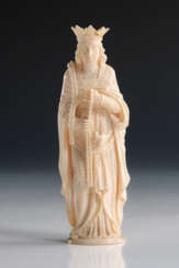 Elfenbein-Statuette: Maria mit dem Rose