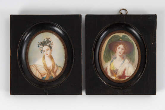 2 Miniaturen: Damenporträts. - Foto 1