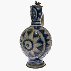 A narrow-neck jug with lid. Westerwald, 2nd half of the 17th century