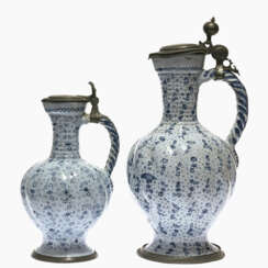 Two narrow-necked jugs. Nuremberg or Ansbach, 18th century