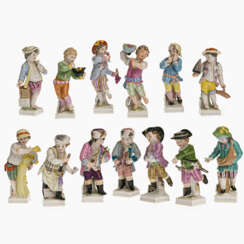 A set of twelve month-/ zodiac figures. KPM Berlin, circa 1900, Friedrich Elias Meyer, circa 1775