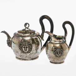 A teapot and milk-/ water jug. Nuremberg, circa 1820/30, Johann Samuel Schönberg, also Schoenberg (1776-1852 Nuremberg, 1805 master)