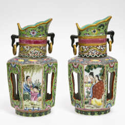 A pair of revolving vases. China, probably circa 1900