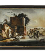 Различный антиквариат. Two reverse glass paintings. probably Italy, 18th century