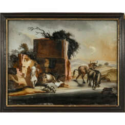 Two reverse glass paintings. probably Italy, 18th century