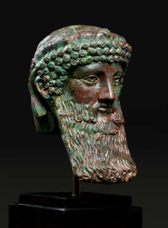 A ROMAN ARCHAISTIC BRONZE HERM HEAD OF HERMES PROPYLAIOS - Foto 5