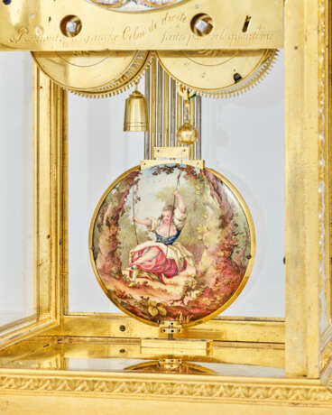 A LOUIS XVI ORMOLU MONTH-GOING MEAN AND SOLAR TIME MANTEL REGULATOR WITH REMONTOIRE - Foto 4