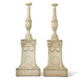 A PAIR OF GEORGE III WHITE-PAINTED CARVED LIMEWOOD AND COMPOSITION ORNAMENT TORCHERES - photo 1