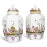 A GARNITURE OF FIVE MEISSEN PORCELAIN HEXAGONAL VASES AND COVERS - photo 4