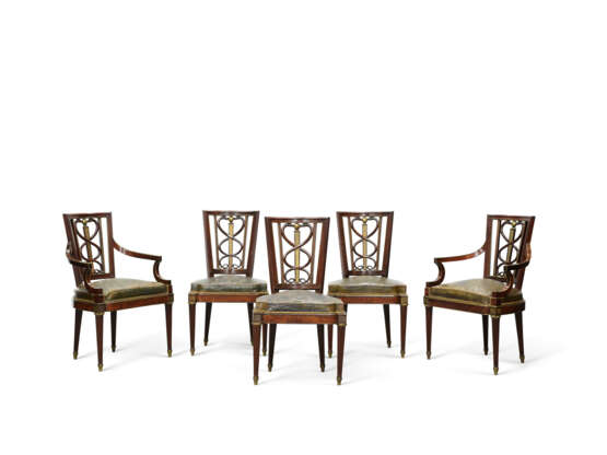 A SUITE OF LATE LOUIS XVI ORMOLU-MOUNTED MAHOGANY SEAT FURNITURE - photo 1