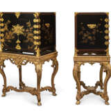 A PAIR OF REGENCE GILT-METAL-MOUNTED BLACK AND GILT JAPANESE LACQUER CABINET-ON-STANDS - photo 2