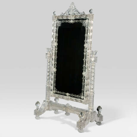 A PAIR OF VICTORIAN CUT-CRYSTAL, EBONISED AND PARCEL-GILT CHEVAL MIRRORS - photo 6