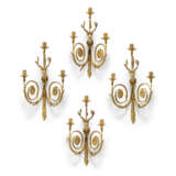 A SET OF FOUR LOUIS XVI ORMOLU THREE-LIGHT WALL-LIGHTS - photo 1