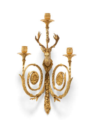 A SET OF FOUR LOUIS XVI ORMOLU THREE-LIGHT WALL-LIGHTS - photo 5