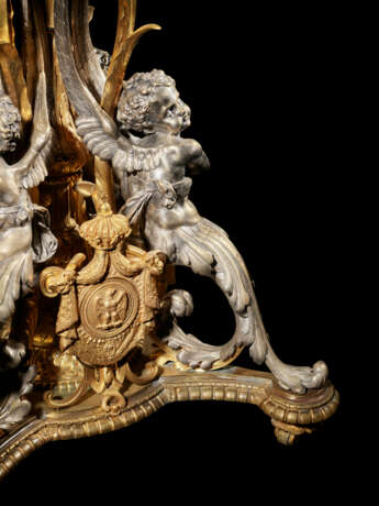 AN IMPERIAL NAPOLEON III ORMOLU, SILVERED AND MARBLE GUERIDON - photo 9