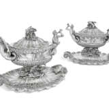 A PAIR OF GEORGE IV SILVER SOUP TUREENS, COVERS, LINERS AND STANDS FROM THE DUKE OF DEVONSHIRE`S GRAND SERVICE - photo 1