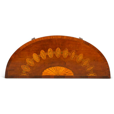A PAIR OF GEORGE III HAREWOOD, SYCAMORE, AMARANTH, MAHOGANY AND MARQUETRY DEMI-LUNE PIER TABLES - photo 3