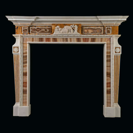 A GEORGE III STATUARY AND SIENA MARBLE AND AGATE CHIMNEYPIECE - photo 1