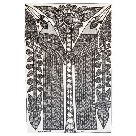 Birds of paradise John KAUAGE Acrylic on canvas Papua New Guinea 2013 Leinwand 21th century - Foto 1