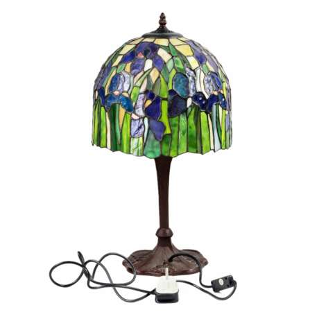 Lampe vitrail de style Tiffany. 20i&egrave;me si&egrave;cle. Glass metal 20th century - Foto 4