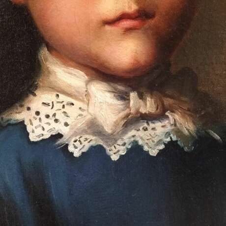 19th Century Oval Portrait of Aristocrat Girl in Gilded Frame Canvas Louis-Philippe Carl X 19th century - photo 5