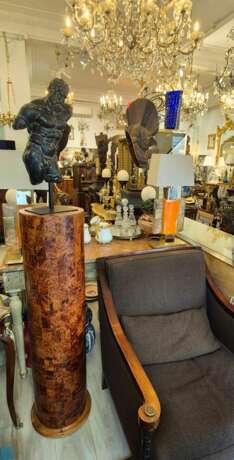 Large Art Deco Column Stand In Amboyna Burl 1940 Lacquered wood 20th century - photo 9
