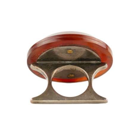 Original three-finger ring made of silver and carnelian. Stone bordeaux 21th century - photo 1