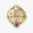 Brosche mit Rubin und Diamanten. St. Petersburg, Ende 19. Jh. FABERGÉ, MEISTER AUGUST WILHEM HOLMSTRÖM - Jetzt bei der Auktion