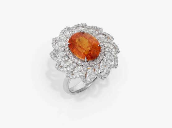 Ring mit Spessartin und Diamanten. - Foto 1