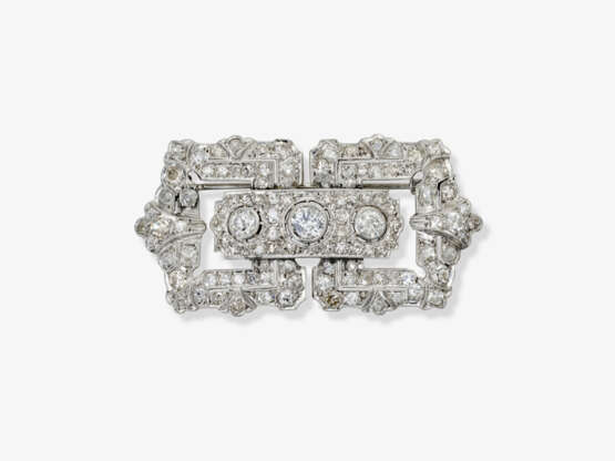 Historische Plique - Brosche verziert mit gemischten Diamantformen. Argentinien, Art Dèco 1920er - 1930er Jahre - Foto 1