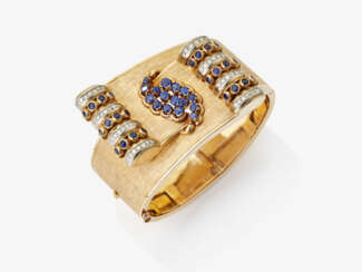 A sapphire and diamond bangle. Italy, 1940s