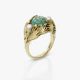 A parure consisting of a brooch, pendant, pair of drop earrings, ring with turquoises with matrix and cultured pearls. Germany, 1950s to 1970s - photo 3