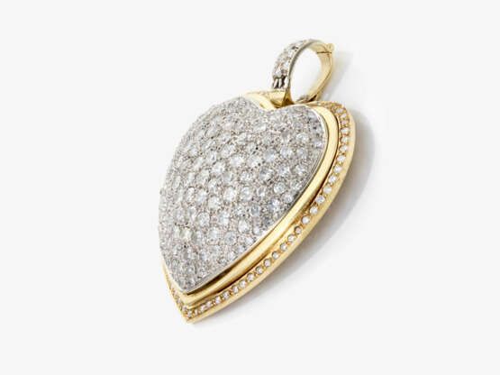 A heart-shaped pendant / brooch with diamonds. - photo 2