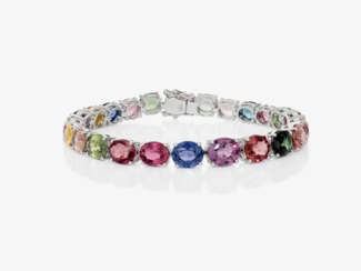 A timeless multi-colour tourmaline and sapphire Cocktail bracelet. Germany, 1990s - 2000s