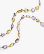 Колье и цепочки. A soutoir - necklace consisting of a play of colours of delicate citrines and amethysts. Germany, 2000s
