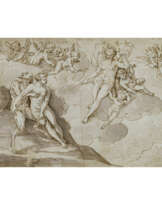 Hans Rottenhammer, zugeschrieben. Venus, begleitet von Amoretten, nähert sich einem Satyrn mit Nymphe