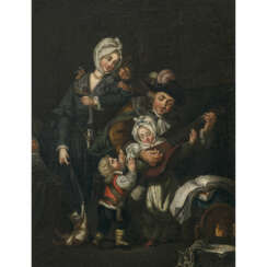 Deutsch (?) 2nd half of the 18th century. Lute player with family