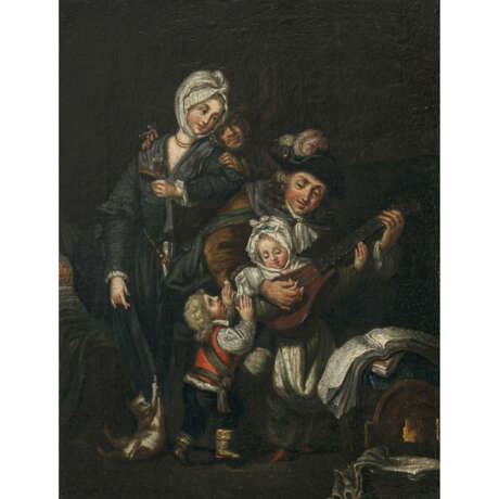 Deutsch (?) 2nd half of the 18th century. Lute player with family - photo 1