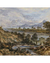 Johann Georg von Dillis. Mountainous landscape with a lake and two walkers