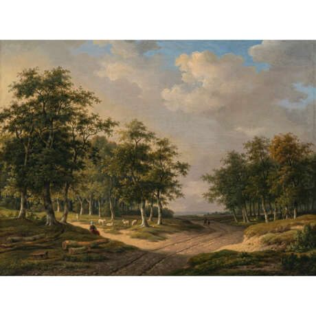 Monogrammist A. S. circa 1847. Tree landscape with sheep and shepherdess - photo 1