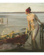 Каталог товаров. Reinhold Max Eichler. Female nude with boat on the lakeshore
