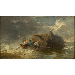 Josef Wopfner. Hayboat in a storm