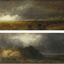Eduard Schleich d. Ä., zugeschrieben. Landscapes with approaching storm