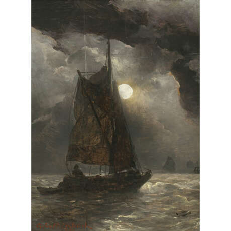 Andreas Achenbach. Segelboot im Mondschein - Foto 1