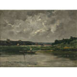Hippolythe-Camille Delpy. Flusslandschaft mit Kahn - Foto 1