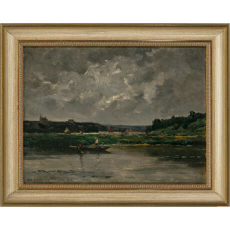 Hippolythe-Camille Delpy. Flusslandschaft mit Kahn - Foto 2